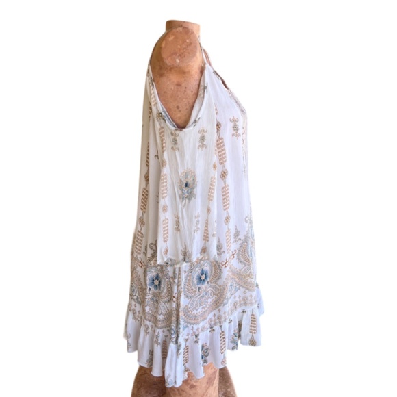 Cotton Peasant Sundress with Strap & Off-the-Shoulder 3/4 Sleeve Length - Picture 9 of 10